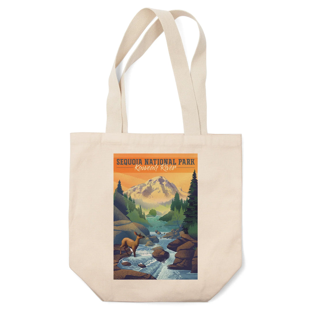 Sequoia National Park, California, Kaweah River, Lithograph, Tote Bag