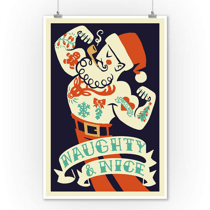 Tattoo Santa, Retro Christmas, Art & Giclee Prints