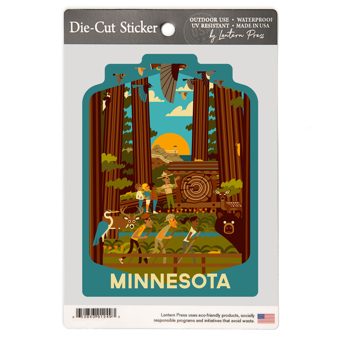 Minnesota, Geometric, Forest, Vinyl Sticker