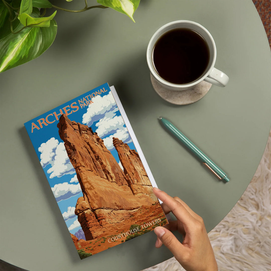 Lined 6x9 Journal, Arches National Park, Utah, Courthouse Towers, Lay Flat, 193 Pages, FSC paper