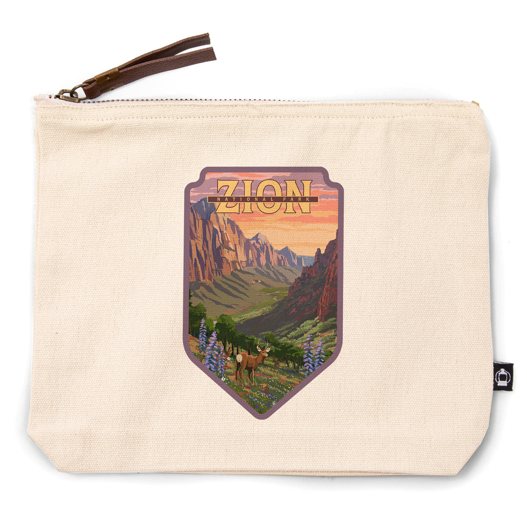 Zion National Park, Wildlife and Spring Flowers, Organic Cotton Zipper Pouch, Go Bag