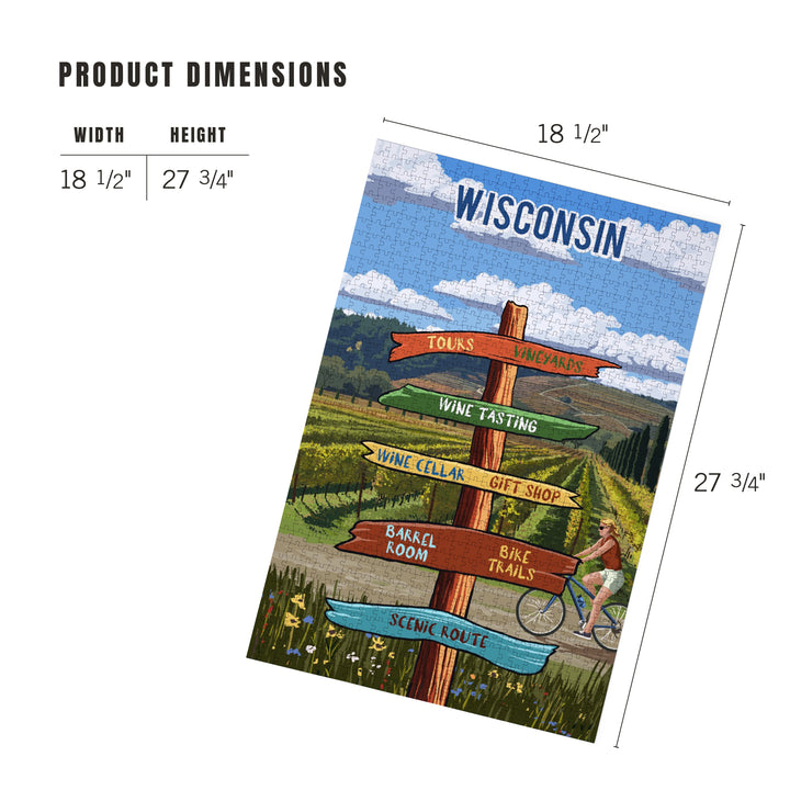 Wisconsin, Signpost, Vineyard, Jigsaw Puzzle