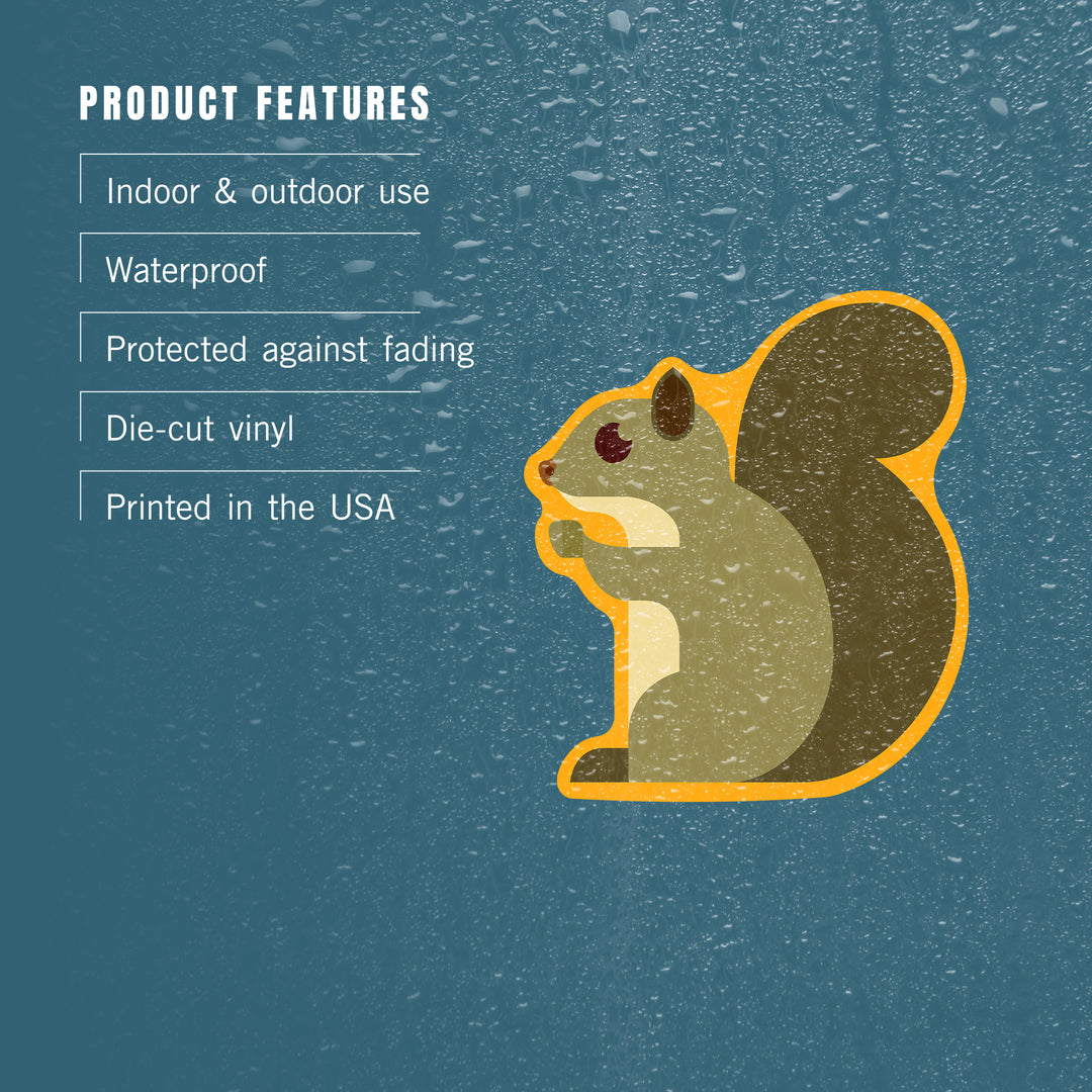Gray Squirrel, Geometric, Contour, Lantern Press Artwork, Vinyl Sticker