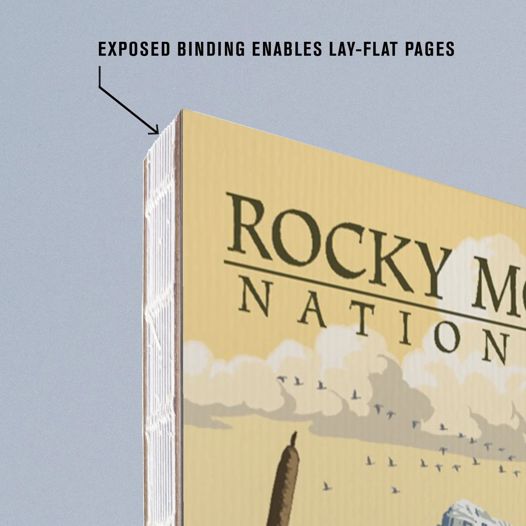 Lined 6x9 Journal, Rocky Mountain National Park, Mountain and Marsh Scene, Lay Flat, 193 Pages, FSC paper