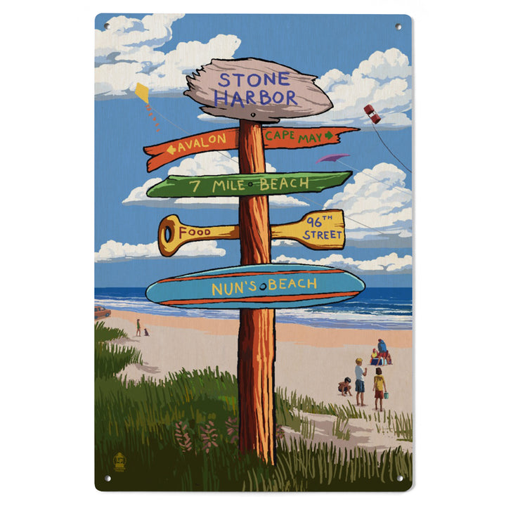 Stone Harbor, New Jersey, Sign Destinations, Lantern Press Poster, Wood Signs and Postcards