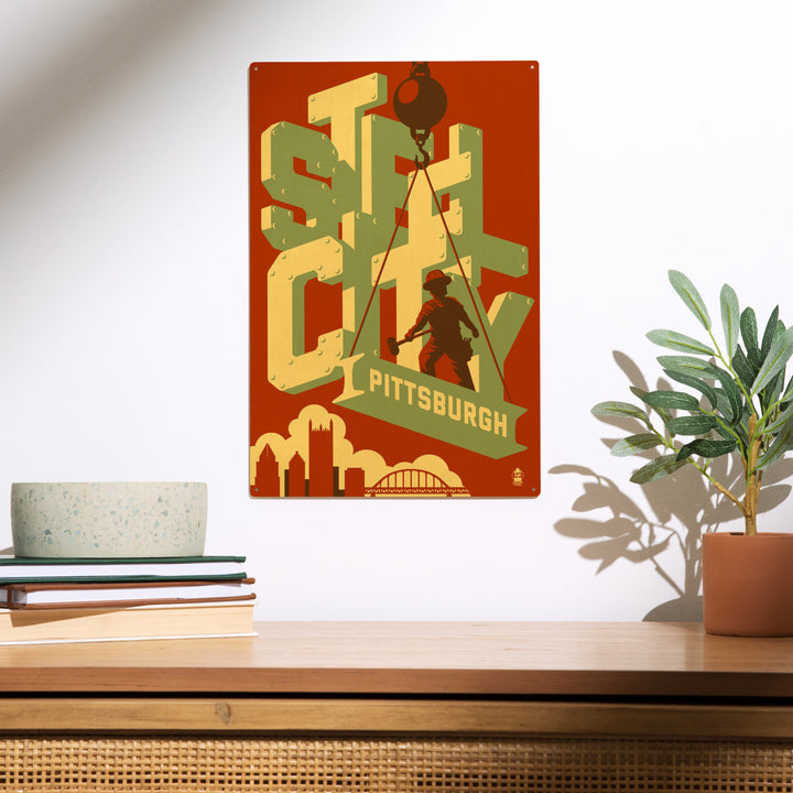 Pittsburgh, Pennsylvania, Steel City, Wood Sign and Postcards