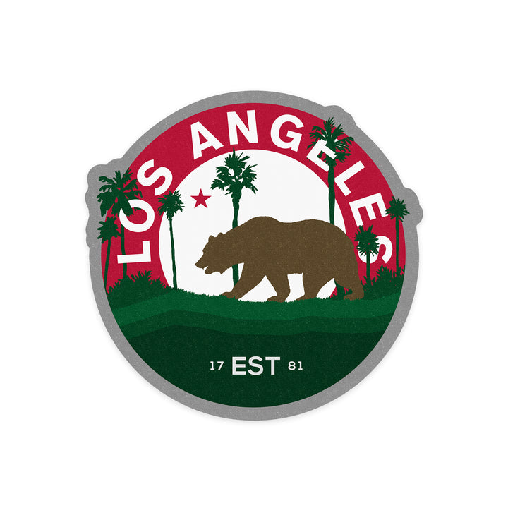 Los Angeles, California, Vintage State Bear, Contour, Vinyl Sticker