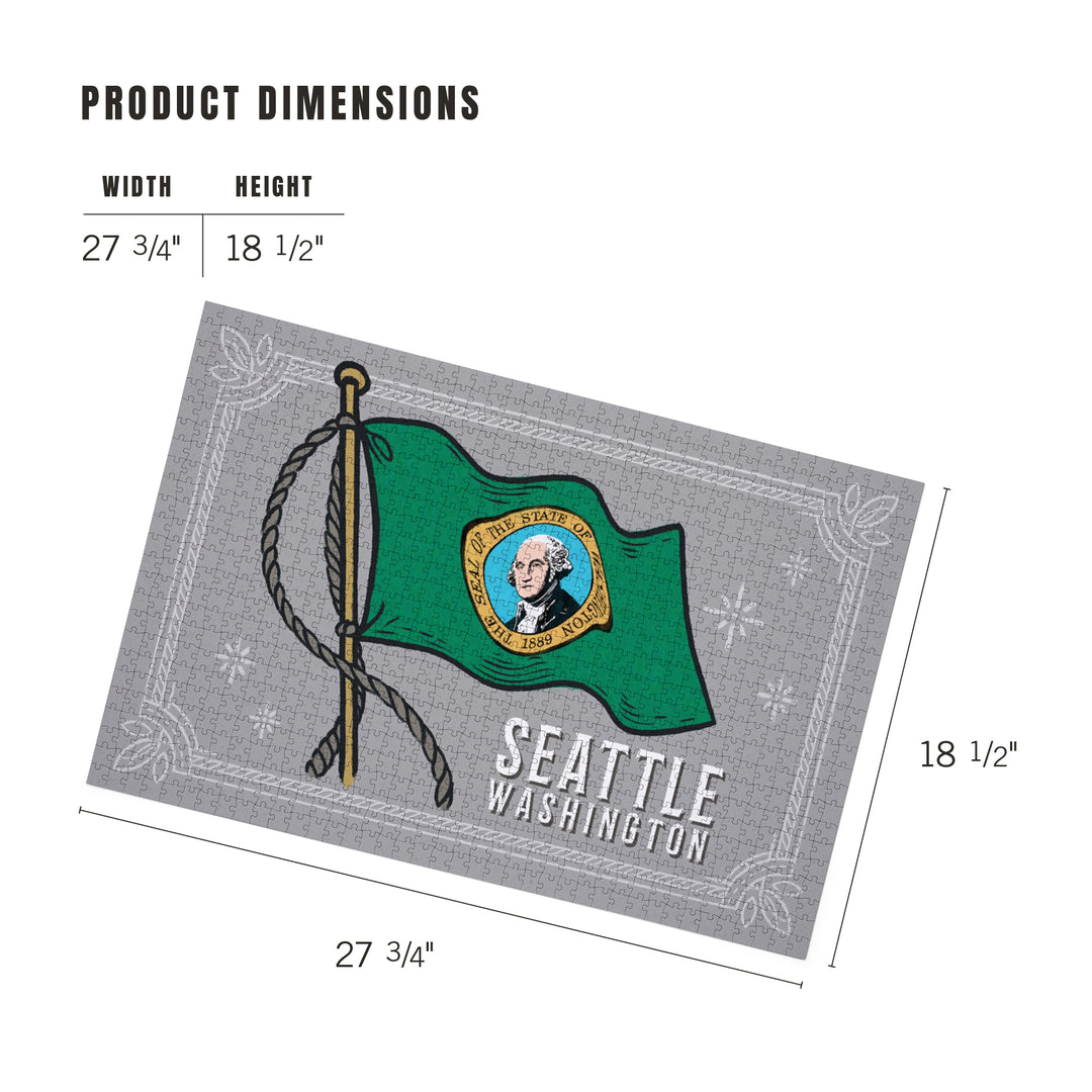 Seattle, WA, Waving State Flag, State Series, 1000 Piece Jigsaw Puzzle