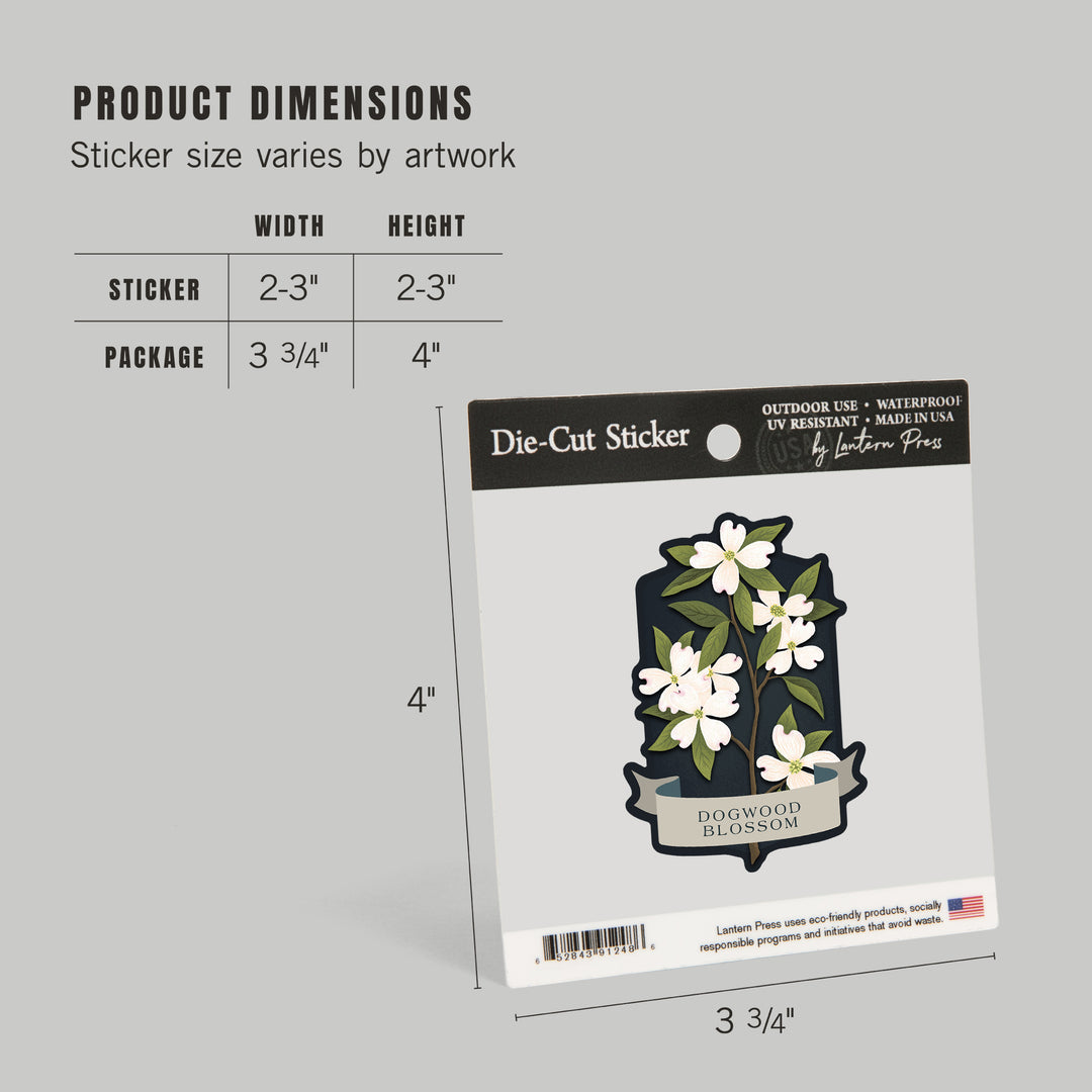 Vintage Flora Noir, Dogwood Blossom, Vinyl Sticker