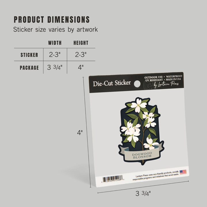 Vintage Flora Noir, Dogwood Blossom, Vinyl Sticker