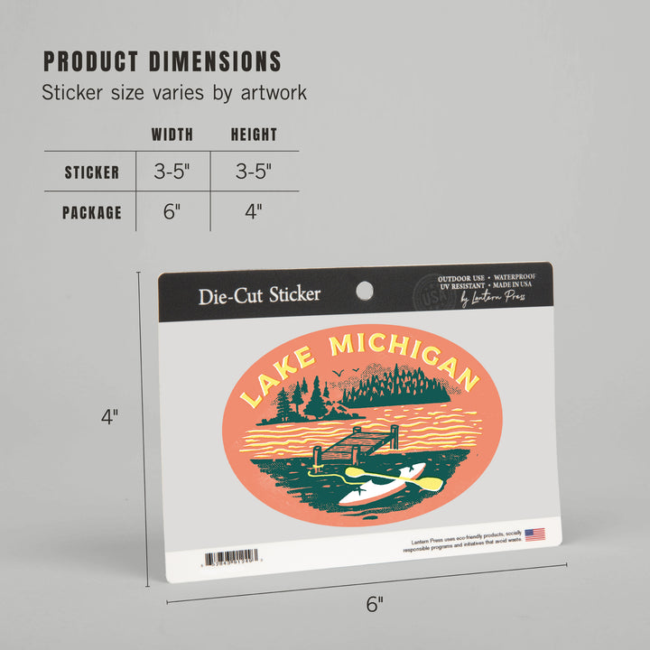 Lake Michigan, Lake Life Series, Dock, Contour, Vinyl Sticker