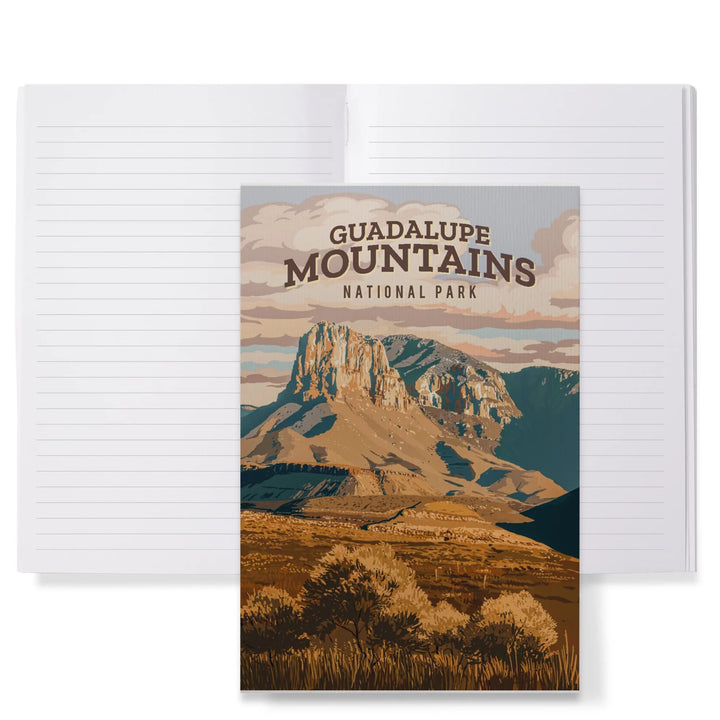 Lined 6x9 Journal, Guadalupe Mountains National Park, Texas, Painterly National Park Series, Lay Flat, 193 Pages, FSC paper