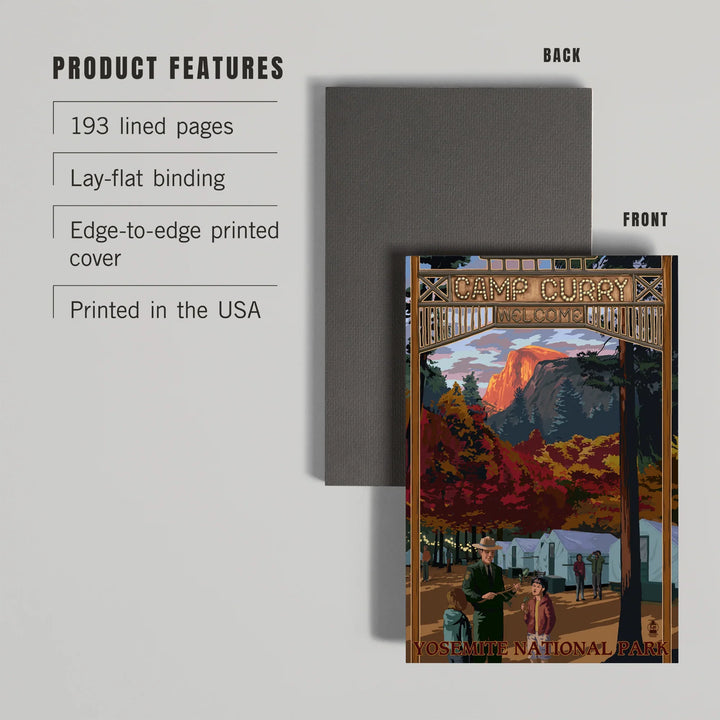 Lined 6x9 Journal, Yosemite National Park, California, Camp Curry, Lay Flat, 193 Pages, FSC paper