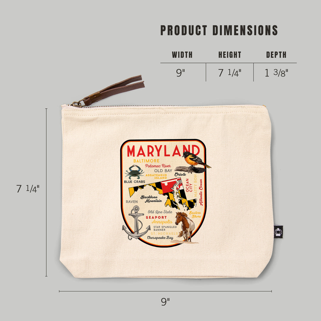Maryland, Typography & Icons, Contour, Lantern Press Artwork, Accessory Go Bag