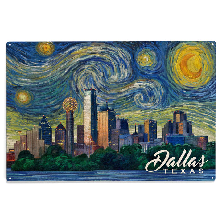 Dallas, Texas, Starry Night City Series, Wood Sign and Postcards