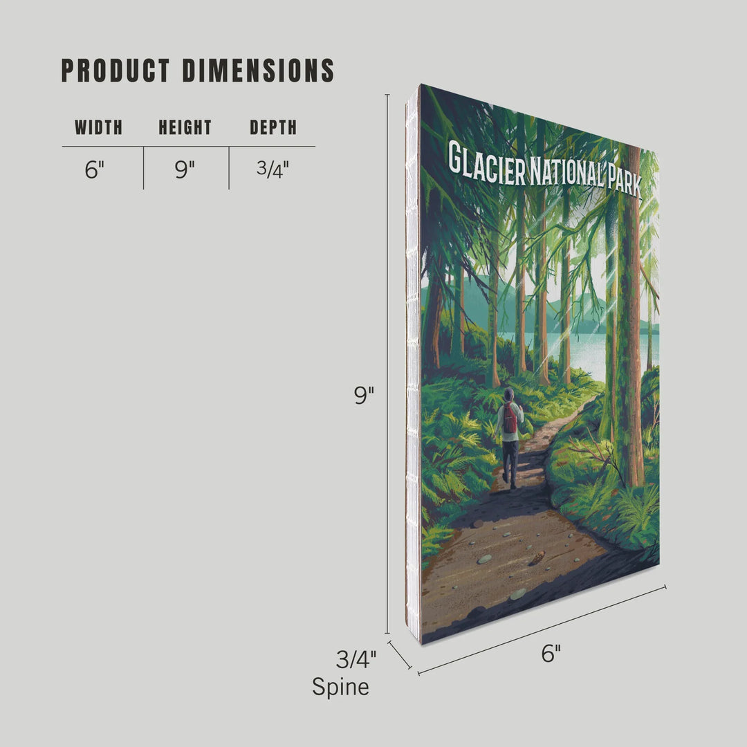 Lined 6x9 Journal, Glacier National Park, Montana, Walk in the Woods, Day Hike, Lay Flat, 193 Pages, FSC paper