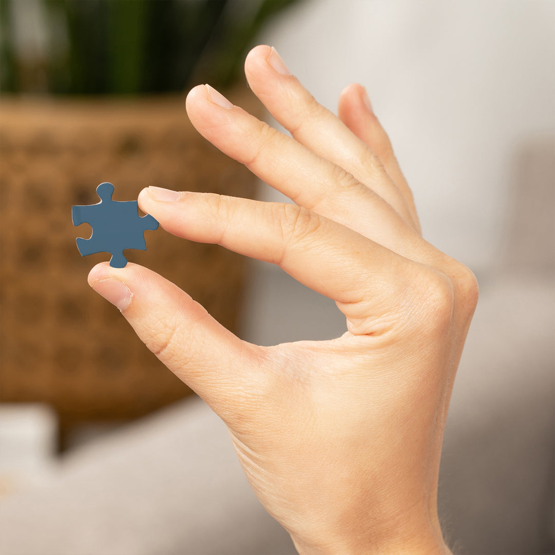 Durango, Colorado, Animal Silhouettes, Yellow and Blue, 1000 Piece Jigsaw Puzzle