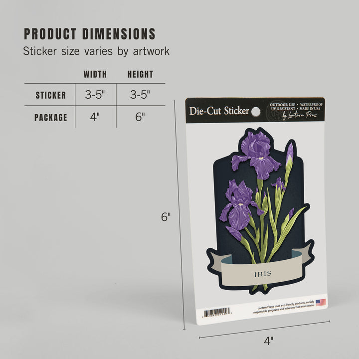 Vintage Flora Noir, Iris, Vinyl Sticker