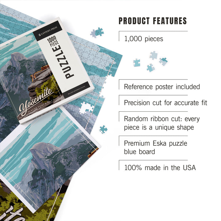 Yosemite National Park, California, Glacier Point and Half Dome View, 1000 Piece Jigsaw Puzzle
