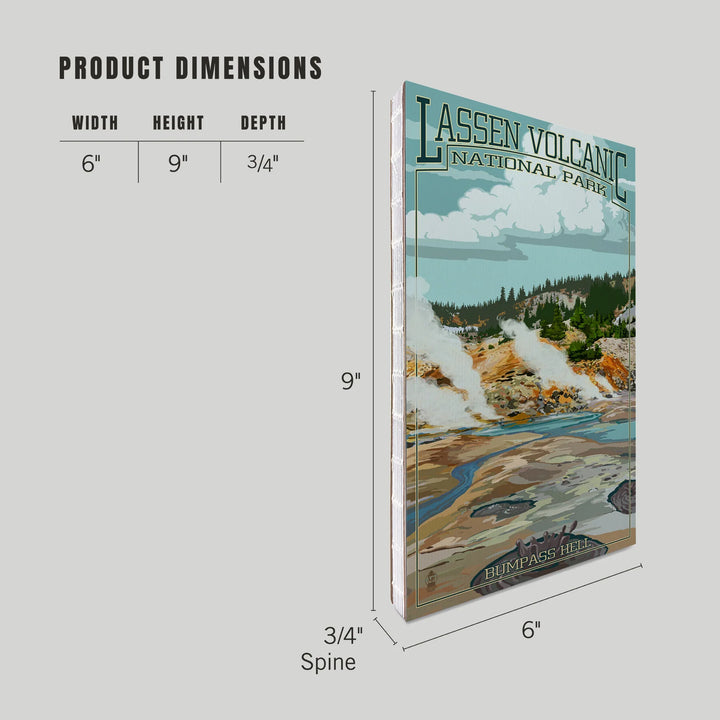 Lined 6x9 Journal, Lassen Volcanic National Park, California, Bumpass Hell Scene, Lay Flat, 193 Pages, FSC paper