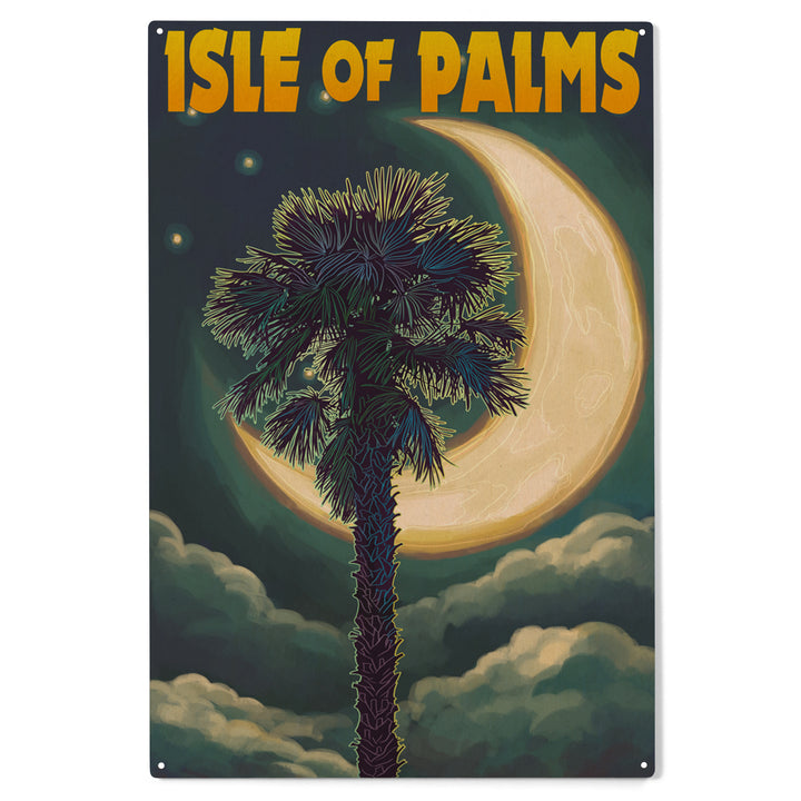 Isle of Palms, South Carolina, Palmetto Moon and Palm, Wood Sign and Postcards
