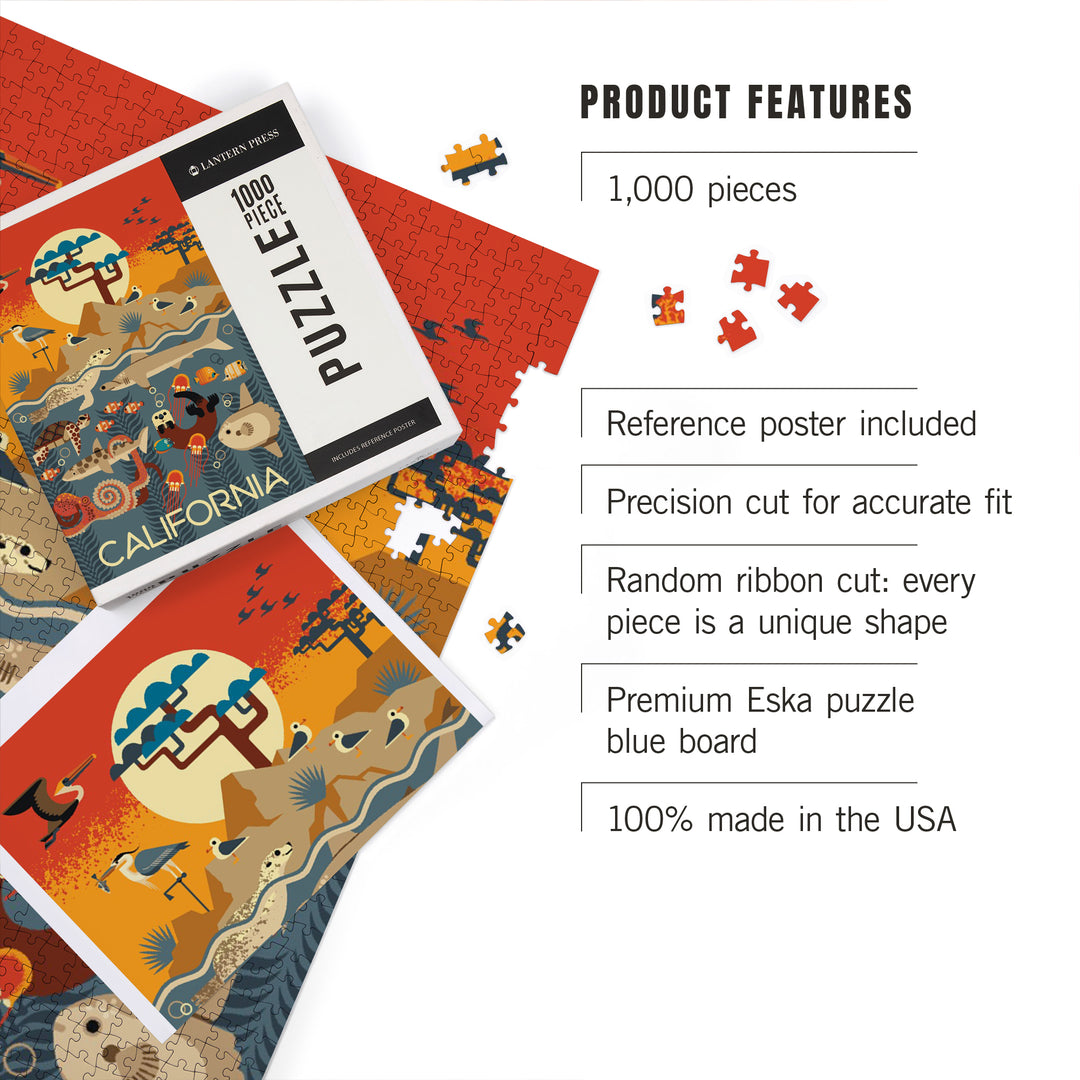 California, Marine Animals, Geometric, 1000 Piece Jigsaw Puzzle