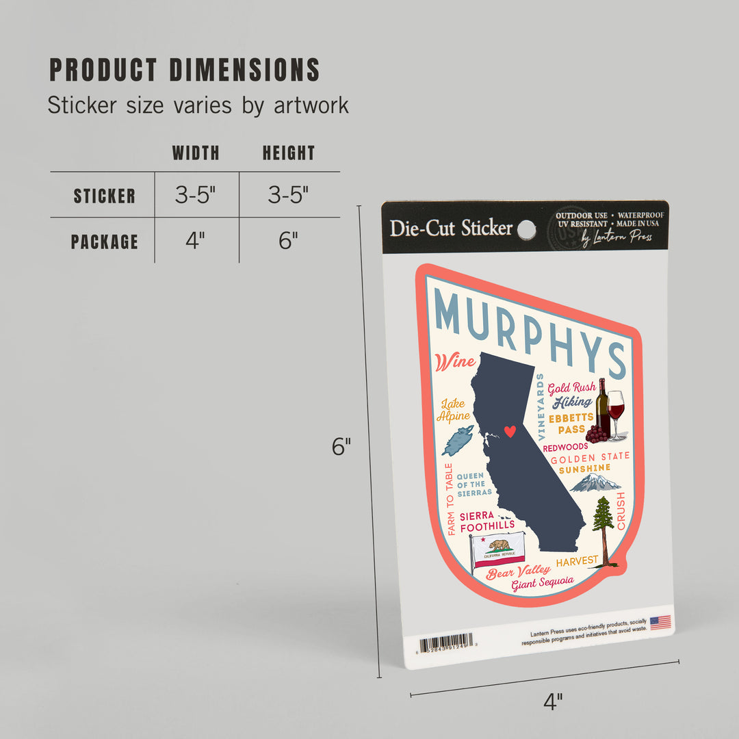 Murphys, California, Typography and Icons, Contour, Vinyl Sticker