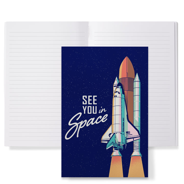 Lined 6x9 Journal, Space Queens Collection, Shuttle Launch, See You In Space, Lay Flat, 193 Pages, FSC paper