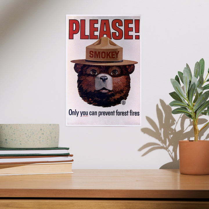Smokey Bear, Please, Only You Can Help, Smokey Head, Officially Licensed Vintage Poster, Art & Giclee Prints