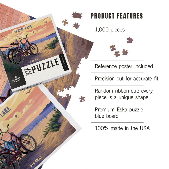 Spring Lake, New Jersey, Painterly, The Beach Is Calling, Beach Bikes, 1000 Piece Jigsaw Puzzle