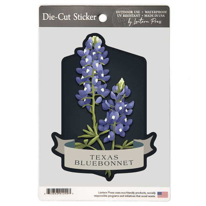 Vintage Flora Noir, Texas Bluebonnet, Vinyl Sticker