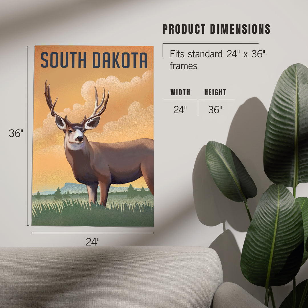 South Dakota, Mule Deer, Lithograph, Art & Giclee Prints