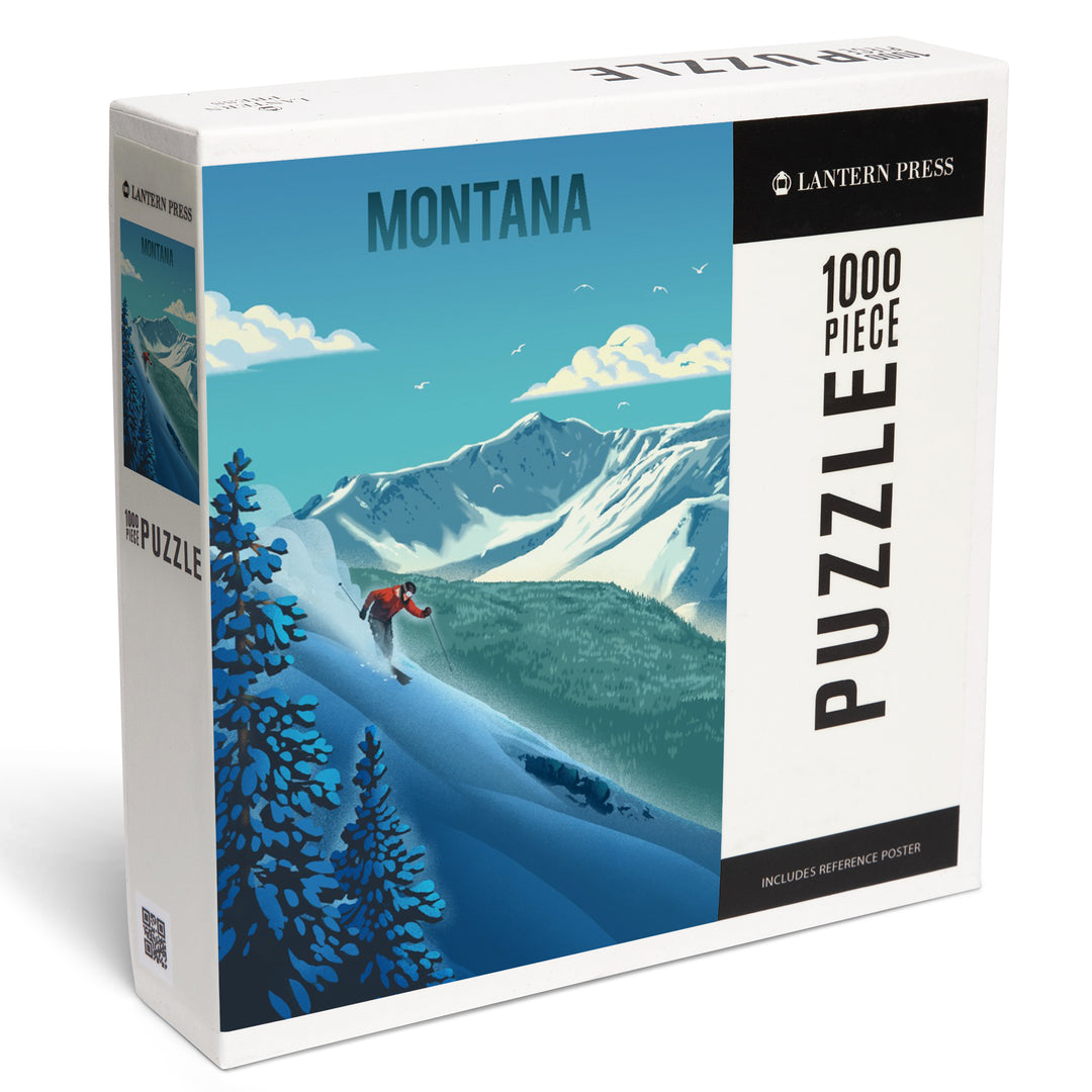 Montana, Lithograph, Downhill Skier, 1000 Piece Jigsaw Puzzle