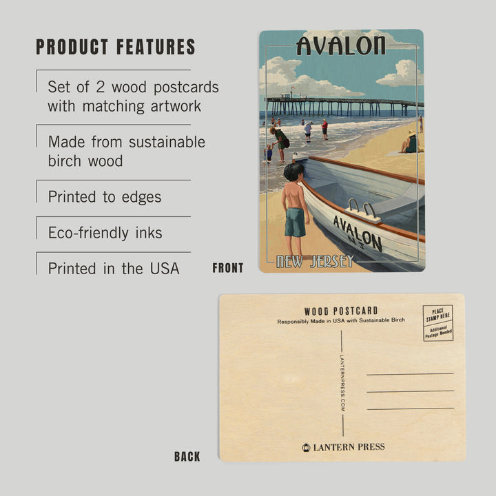 Avalon, New Jersey, Lifeboat, Wood Sign and Postcards