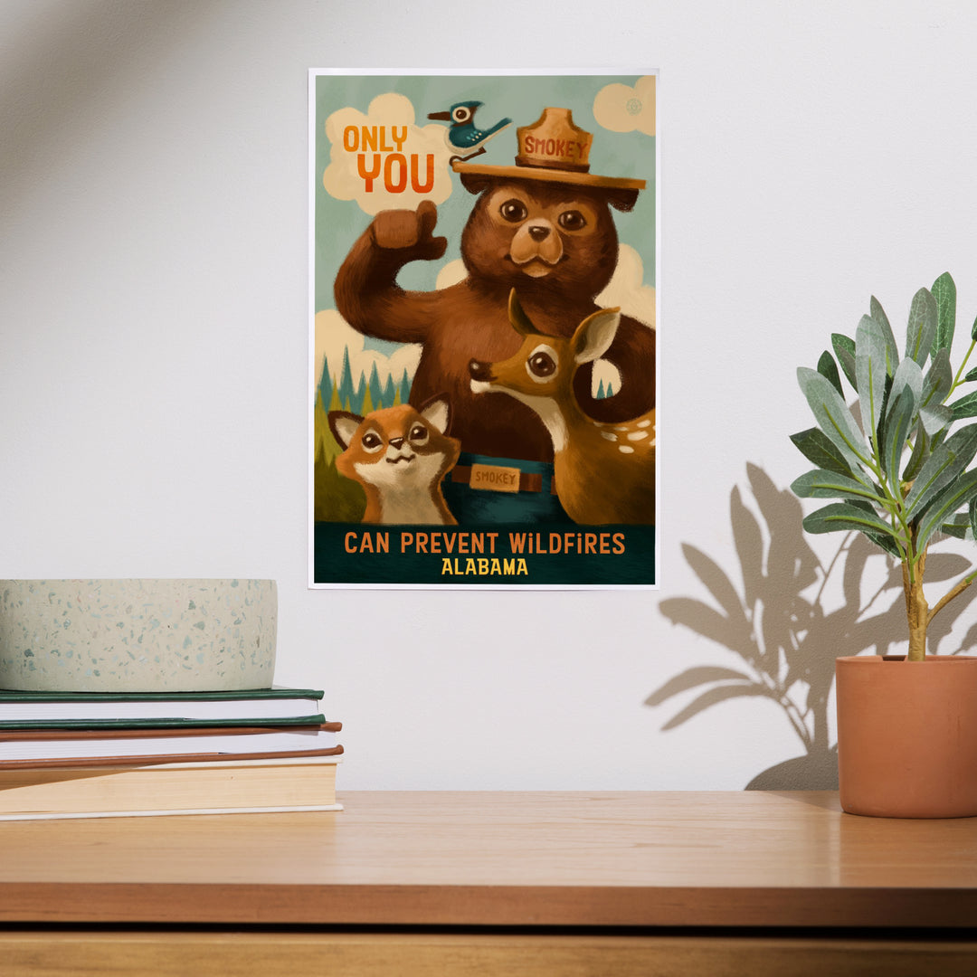 Alabama, Oil Painting, Smokey Bear, Only You Can Prevent Wildfires, Art & Giclee Prints