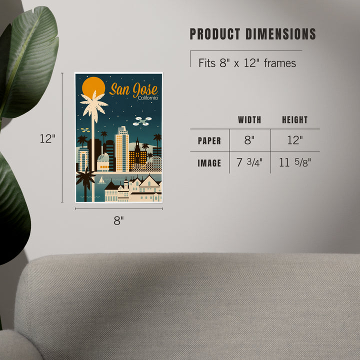 San Jose, California, Retro Skyline Series, Art & Giclee Prints