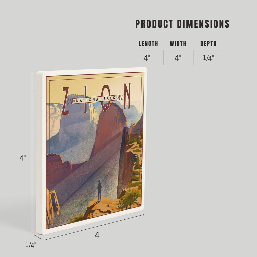 Zion National Park, Utah, Lithograph, Coasters