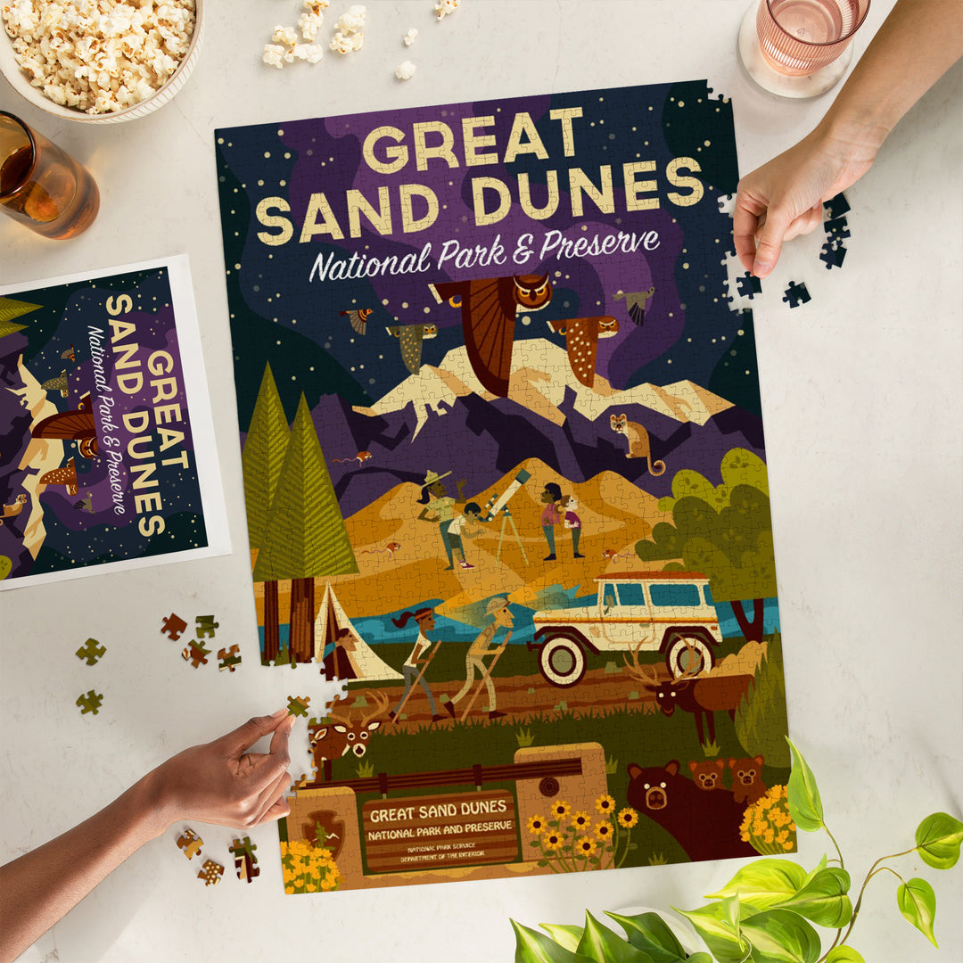 Great Sand Dunes National Park and Preserve, Colorado, Geometric Night Scene, 1000 Piece Jigsaw Puzzle