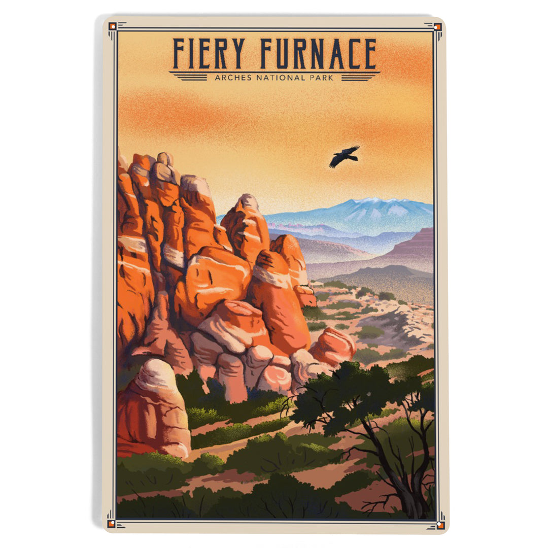 Fiery Furnace, Arches National Park, Lithograph National Park Series, Metal Signs