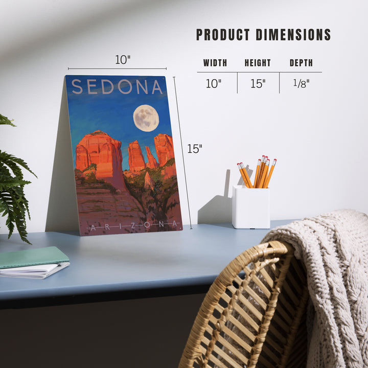 Sedona, Arizona, Cathedral Rock, Moon, Oil Painting, Wood Sign and Postcards