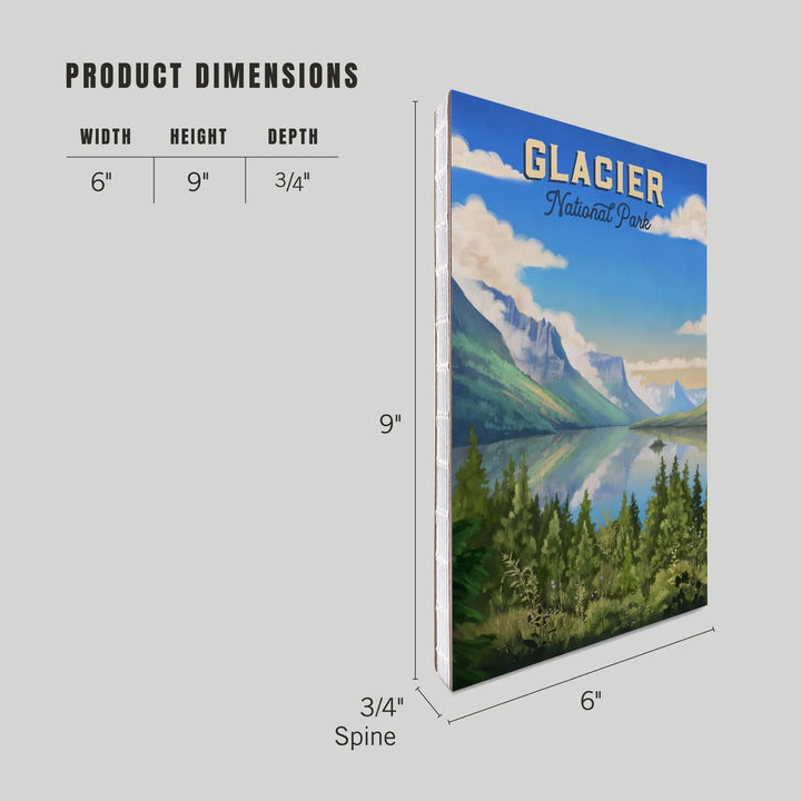 Lined 6x9 Journal, Glacier National Park, Montana, Oil Painting, Lay Flat, 193 Pages, FSC paper