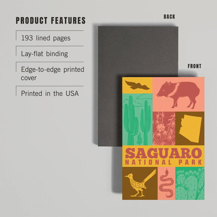 Lined 6x9 Journal, Saguaro National Park, Arizona, Icon Colorblock, Lay Flat, 193 Pages, FSC paper