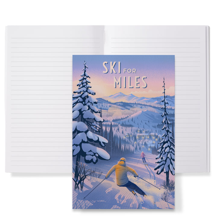 Lined 6x9 Journal, Ski for Miles, Skiing, Lay Flat, 193 Pages, FSC paper - Lantern Press