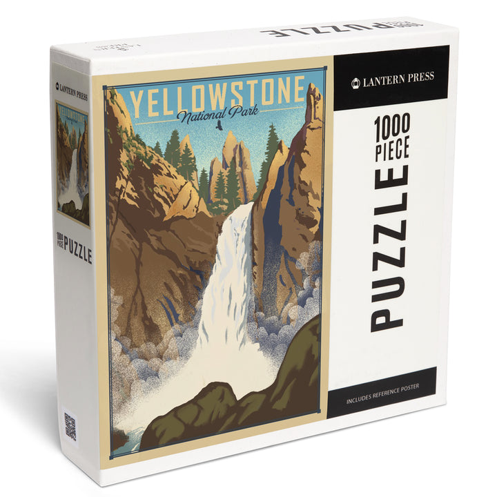 Yellowstone National Park, Wyoming, Tower Falls, Lithograph National Park Series, Jigsaw Puzzle