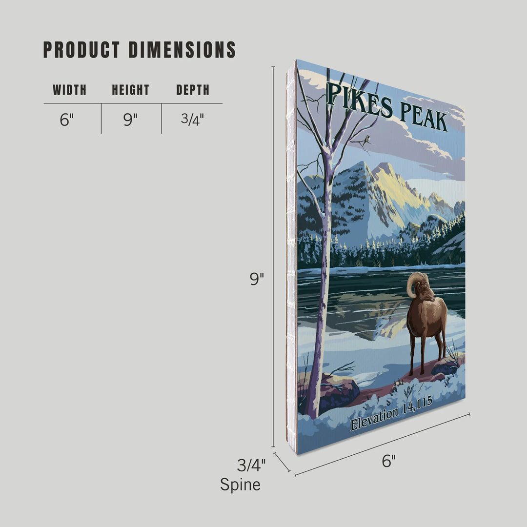 Lined 6x9 Journal, Pikes Peak National Park, Colorado, Winter at Pikes Peak, Painterly, Lay Flat, 193 Pages, FSC paper
