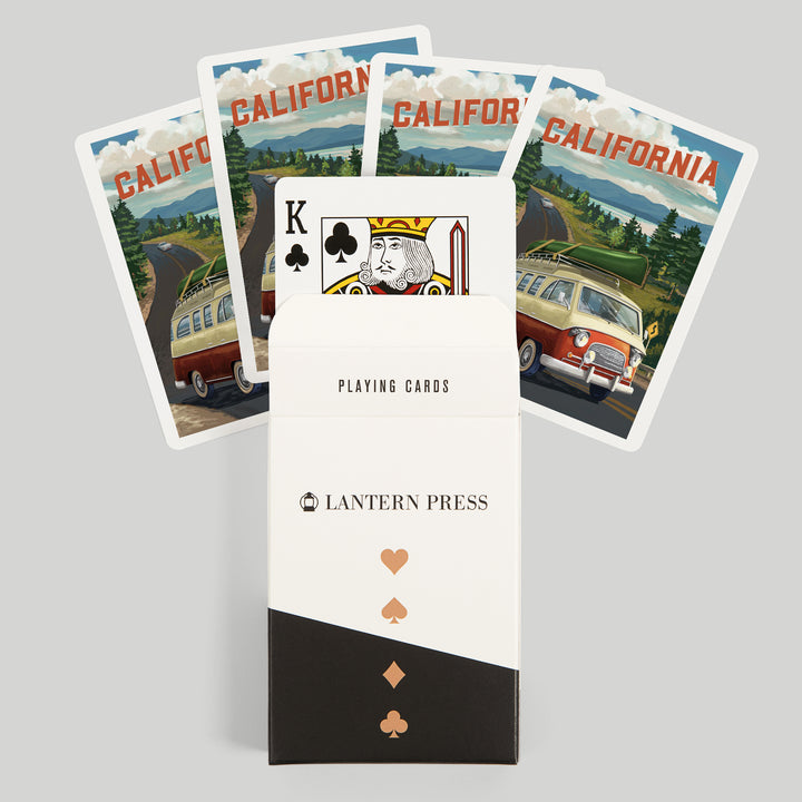 Playing Cards, California, Painterly, Camper Van, Off To Roam, 52 Card Deck with Jokers in Box, Unique Art