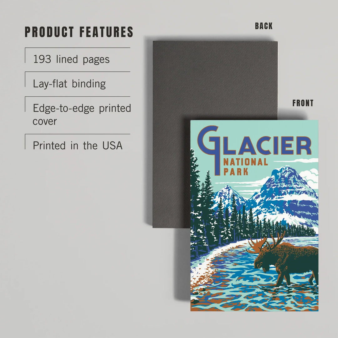 Lined 6x9 Journal, Glacier National Park, Montana, Explorer Series, Moose, Lay Flat, 193 Pages, FSC paper