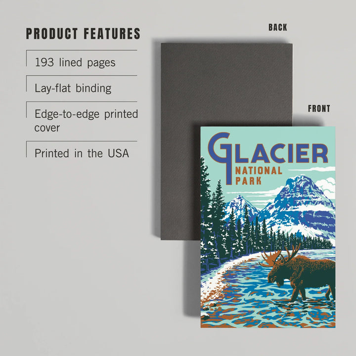 Lined 6x9 Journal, Glacier National Park, Montana, Explorer Series, Moose, Lay Flat, 193 Pages, FSC paper
