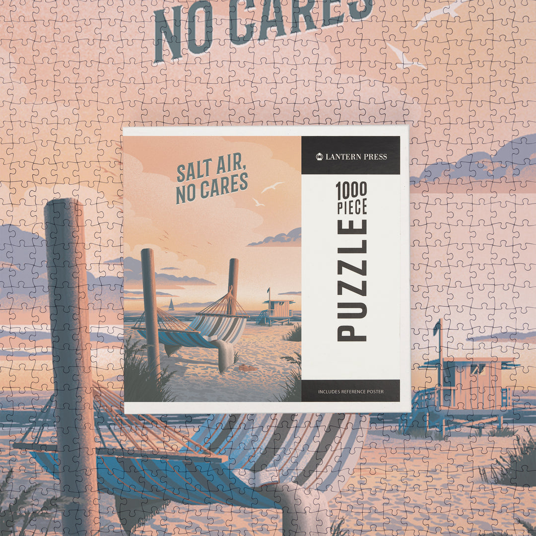 Lithograph, Salt Air, No Cares, Hammock on Beach,, 1000 Piece Jigsaw Puzzle