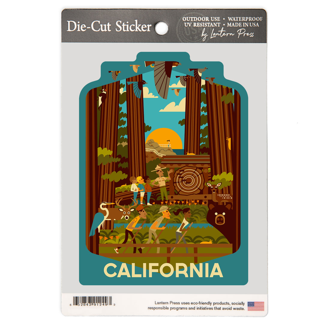 California, Geometric, Forest, Vinyl Sticker